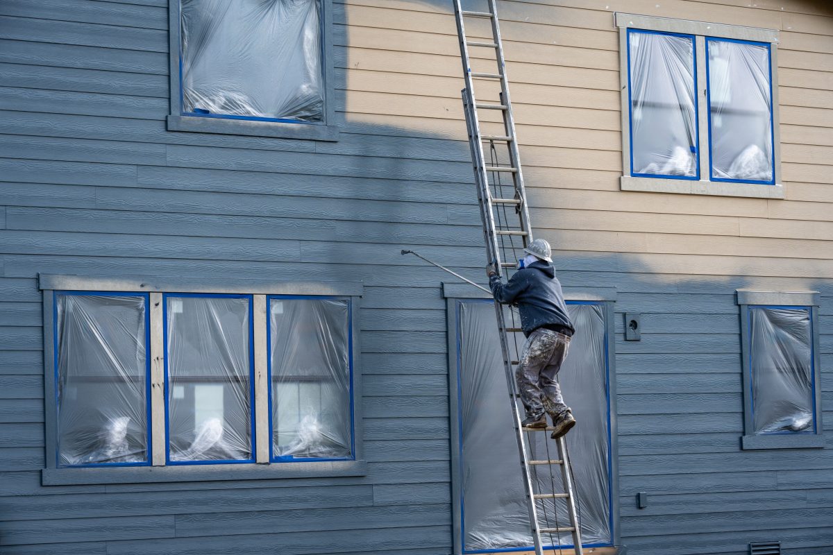 worker on a ladder